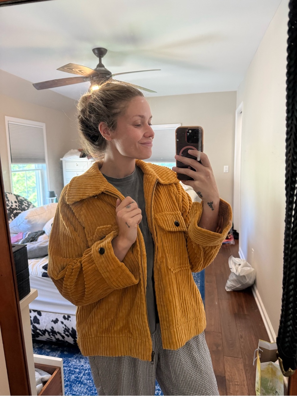 THE GREAT. Women's Mustard Corduroy Teddy Jacket